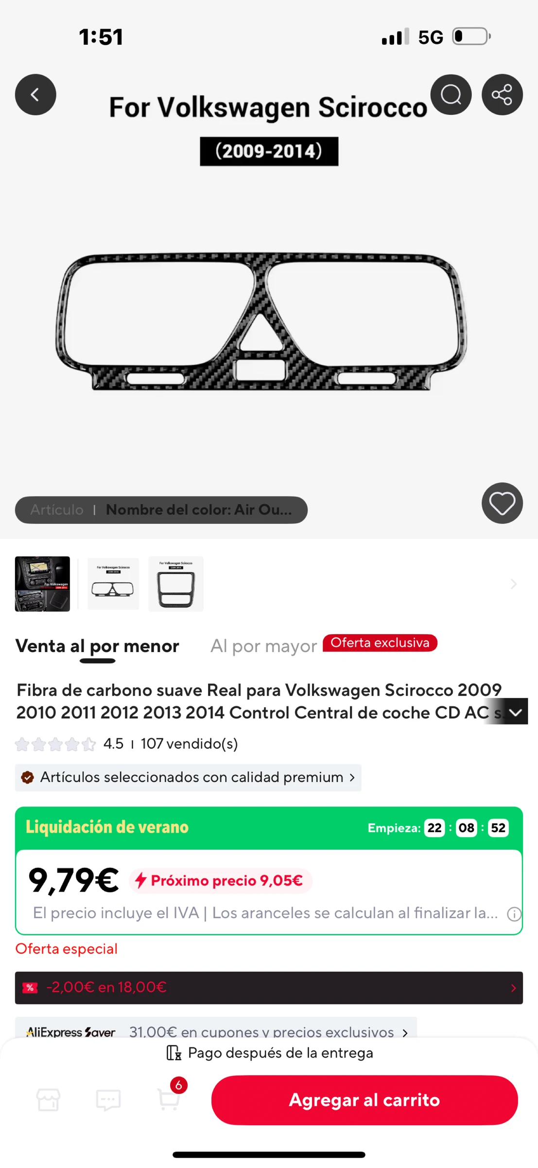 Adhesivo fibra de carbono Scirocco